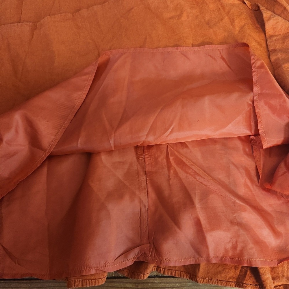 Ashley Stewart Sz 22 Linen Rayon Burnt Orange Midi Dress‎ Sleeveless Milkmaid - Picture 7 of 11